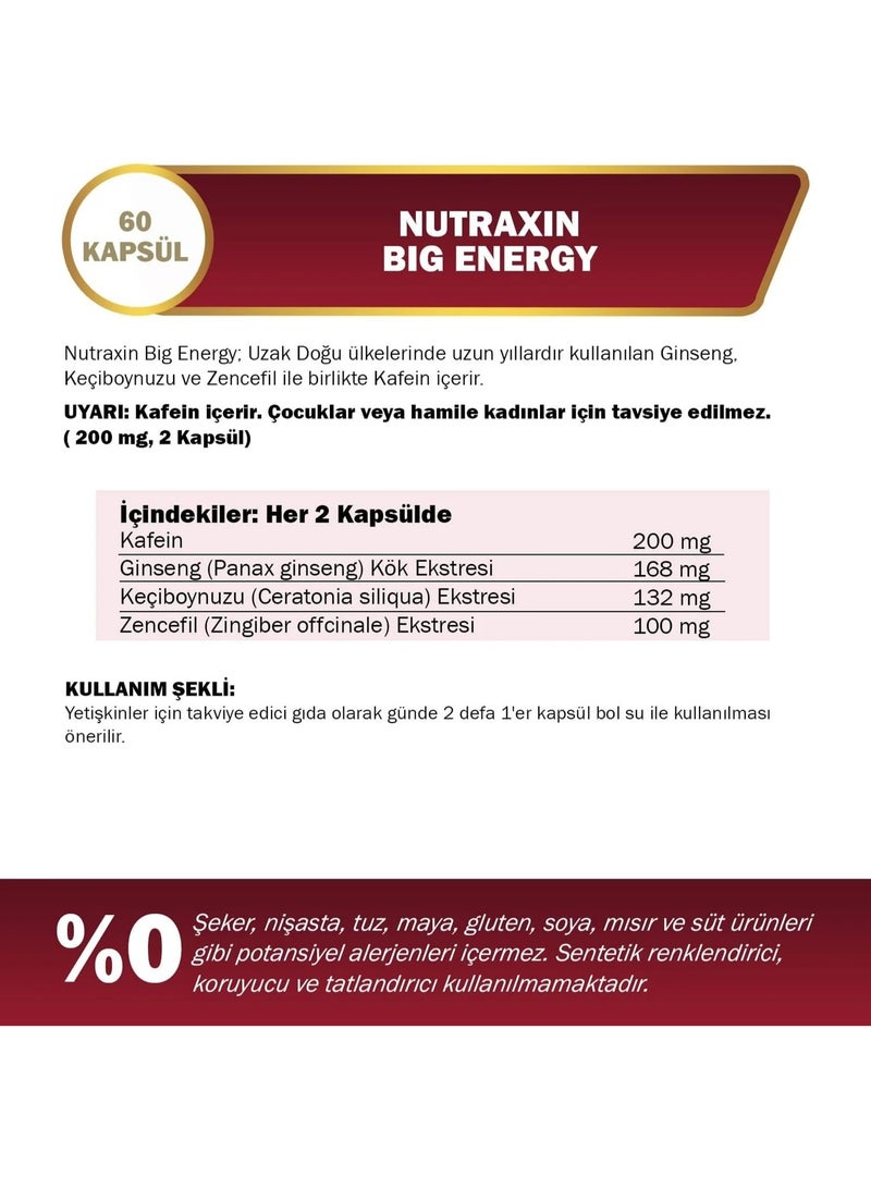 NUTRAXIN Big Energy for Endurance Boost and Mental Performance 60 Capsule - Image 3